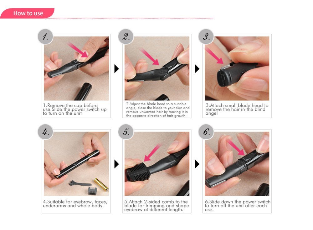 TOUCHBeauty Advanced Precision Eyebrow Trimmer with Adjustable Blade Head, Battery Powered Mini Facial Shaver TB-898