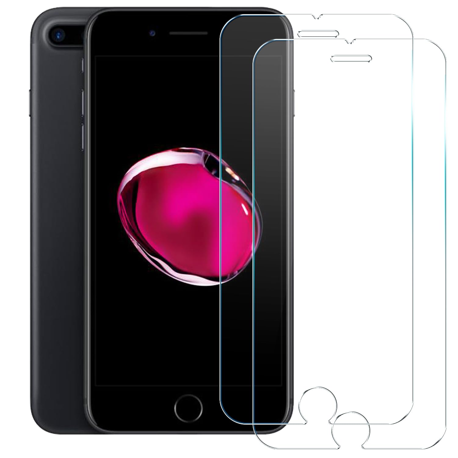 Photo 1 of TENOC Screen Protector for iPhone 7 Plus & iPhone 8 Plus & iPhone 6 Plus & iPhone 6s Plus, 2-Pack Clear 9H Tempered Glass Film Cover Sensor Protection Case Friendly for 5.5 inch