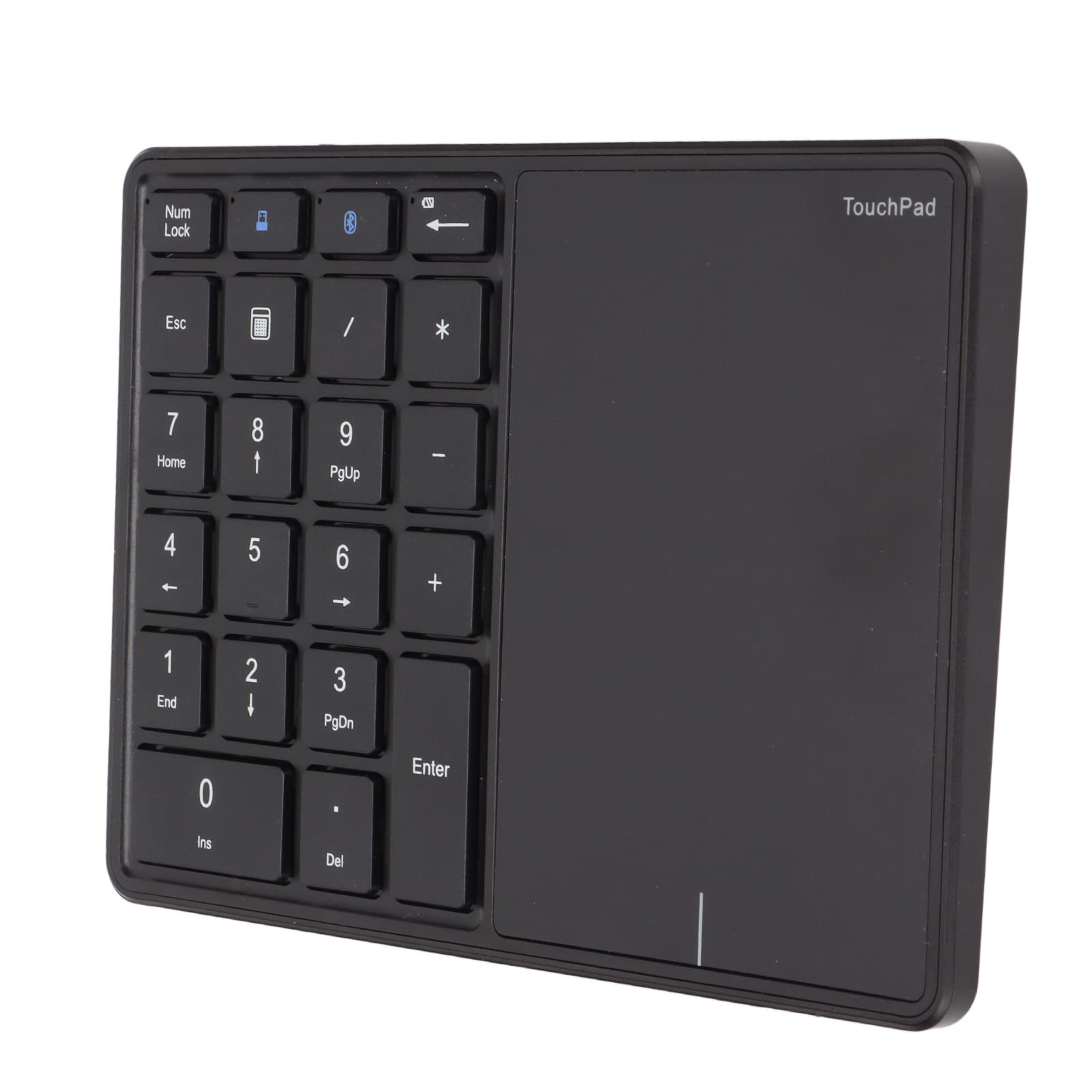 Bewinner 2 in 1 Wireless Number Pads, 22 Keys Portable 2.4G Wireless Bluetooth Numeric Keypad Numpad with Touchpad, Type C Charging Cable for for OS, for Android(Black)