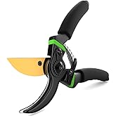 Ultra Sharp Japanese Steel Pruning Shears - Cuts 3X Easier, Weak Hand Arthritis Clippers, Rust-Resistant Titanium Coated Prun