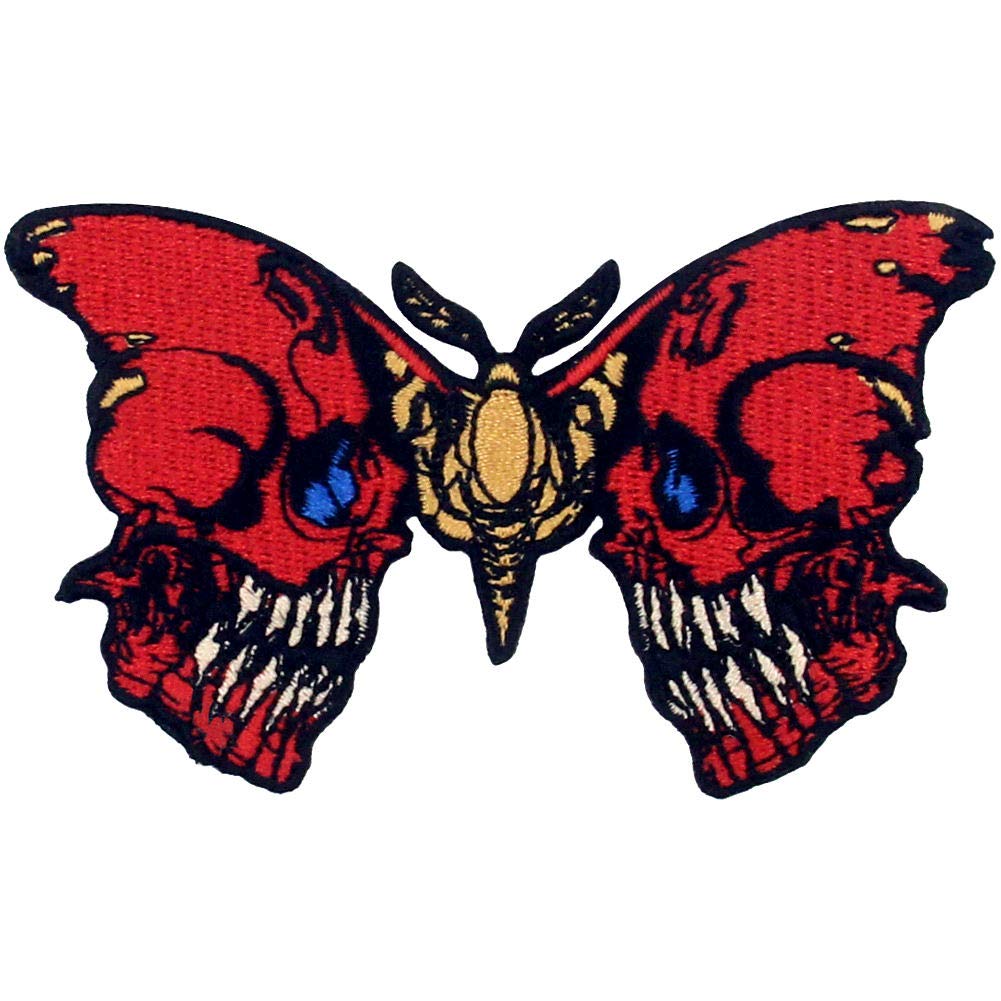 ZEGIN The Bleeding Skull Butterfly Patch Embroidered Applique Badge Iron On Sew On Emblem