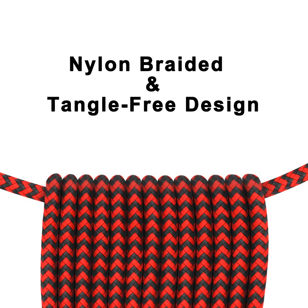 USB Type C Cable, AIRGINE Nylon Braided Fast Charging Cord (2Pack, 6.6ft, Red) Compatible for Samsung Galaxy S9 Plus S8 Plus Note 9 and Other Type C Cable Design Devices