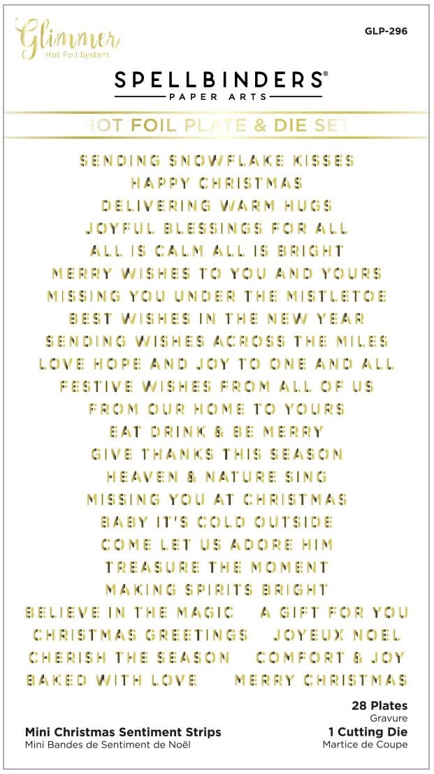 Spellbinders Mini Christmas Sentiment Strips, Metal