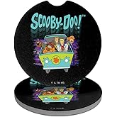 GRAPHICS & MORE Scooby-Doo Frightened Driving Car Coasters, Pack of 2, 2.5" Ceramic Stone, Drink Coaster for Cup Holders with Finger Notch