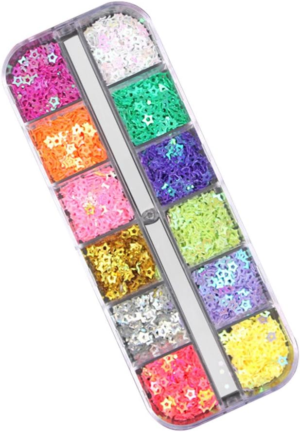 Little Story 12 Pcs Colors Nail Art Tips Stickers 3D Glitter Sequins Manicure DIY, Quick Nail Extension Starter Manicure Nail Polish, The Most Suitable Gift