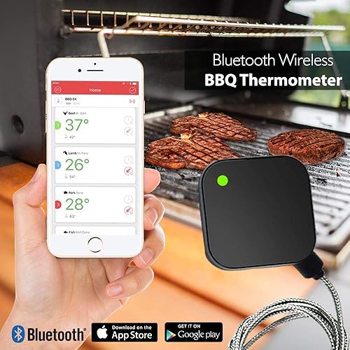 NutriChef Smart Bluetooth BBQ Grill Thermometer Upgraded