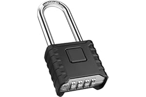 Large Heavy Duty Combination Padlock, [Long Shackle 8mm Thick] [One-Click Open] Diyife 52mm 4 Digit Locker Lock Weatherproof 