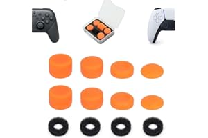 ShiMa Owl Thumb Grip Controller Gamepad Raised Antislip Thumb Stick Grips Thumbsticks Joystick Cap for PS5/4,Switch Pro Controller-Precision Rings(4pcs),Storage Case,Thumb Grips(8pcs),Orange Set