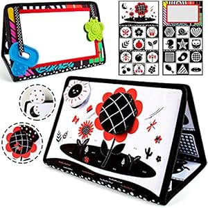 teytoy Tummy Time Mirror Newborn Toys Infant Toys 0-3 Months Brain Developmental Baby Mirror Tummy Time Toys Black and…
