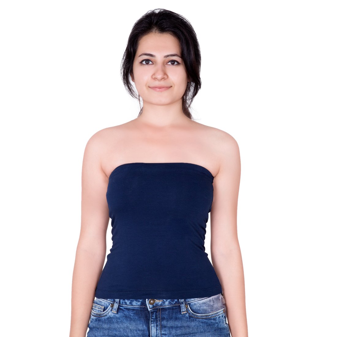 letizia inbuilt padded tube top pack of 2 (blue and black)