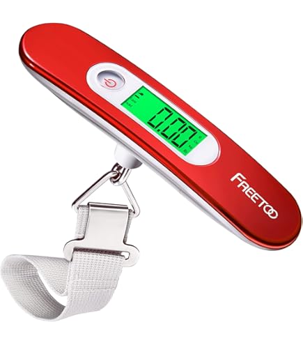 ROTOPATA Balance à Bagages Électronique Portable 50 Kg – Pèse-Valise De Voyage Avec Crochet, Écran LCD Rétroéclairé, Mesure De Température, Ultra-Précise Et Légère