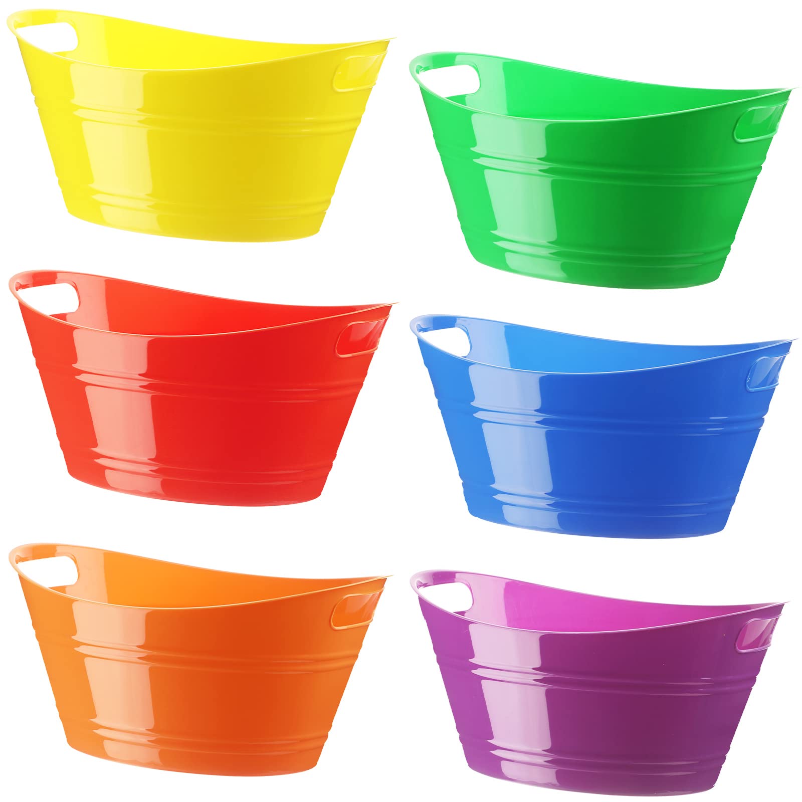 Photo 1 of Patelai 6 Pcs Ice Buckets Bulk, Plastic Ice Buckets with Handles, Oval Storage Tub, Large Capacity Ice Drink Tub for Party Bar Wine Beer Champagne Beverage Bottle Cooler(4.5 Liter,Multicolor)