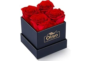 Otuo Preserved Roses in Gift Box, Real Eternal Rose Flower Gifts for Girlfriend, Mom, Women, Wife, Birthday Anniversary and Mothers Day (Red)