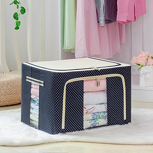 Storage Bins, Wunsche Foldable Storage Basket Orgnizer Upstanding Boxes with See-through Window, Bouble Zippers OXFORD Cloth Storage Containers for Kids &amp; Children Toys,Clothes (Blue 88L)