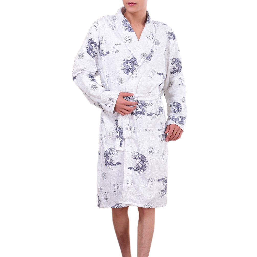 ENJOYNIGHT Men\'s Cotton Robe Spa Bathrobe (XX-Large, Dragon)