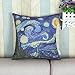 CaliTime Canvas Throw Pillow Cover Case for Couch Sofa Home Decoration Famous Picture Print 18 X 18 Inches Van Gogh Painting Starry Night