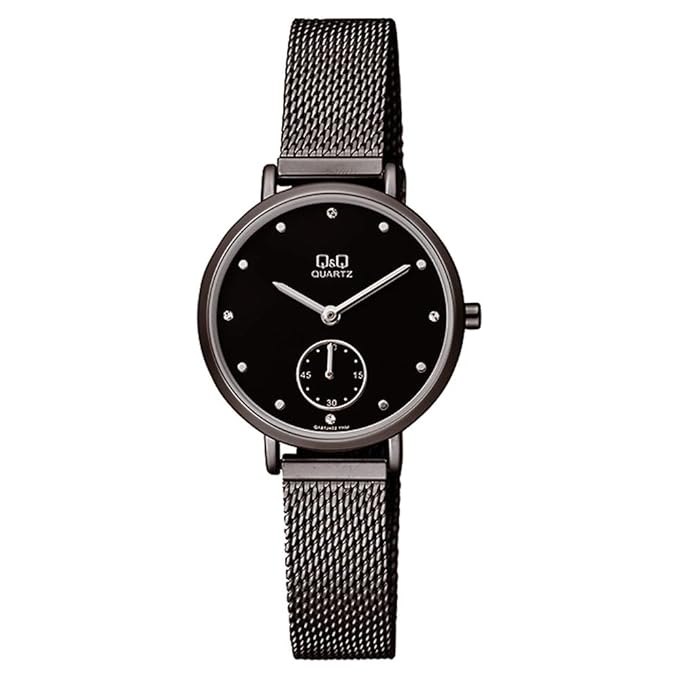 QandQ Analogue Black Mens and Womens Pair Watch