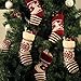 LimBridge Christmas Mini Stockings, 6 Pack 9 inches Knit Knitted Snowflake Reindeer Rustic Holiday Decorations, Goodie Bags for Family Friends, Cream Burgundy