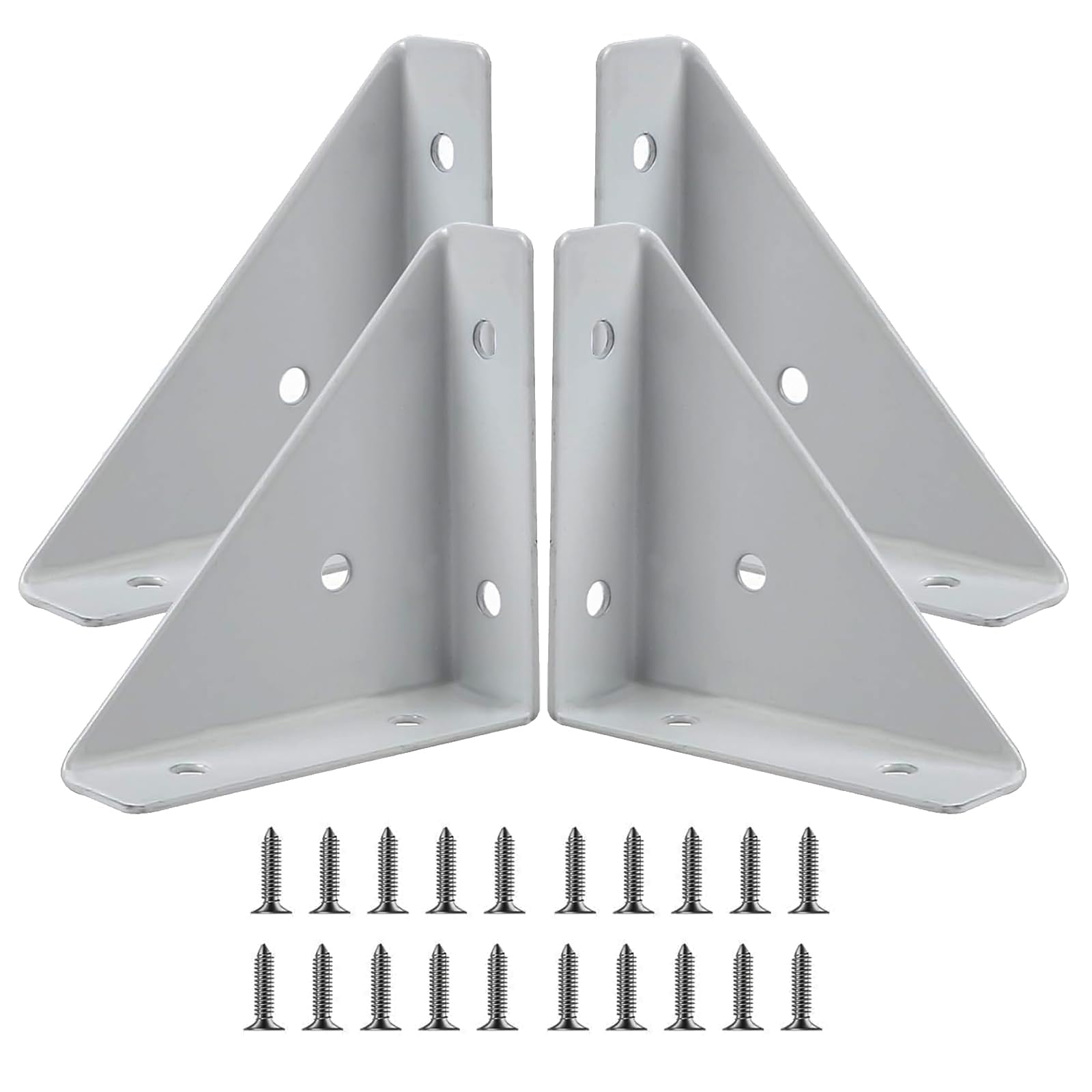 Corner Bracket, 4 PCS Bed Corner Support with 20 Pcs Screws Stainless Steel Braces Joining Support Triangle Bracket Angle Brackets White