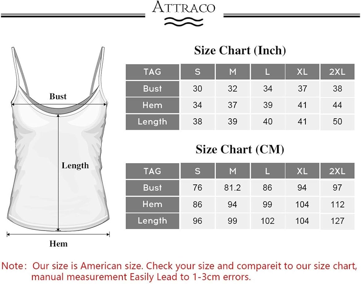 ATTRACO Women's Cozy Camisole Shelf Bra Spaghetti Straps Tank Top 2 Packs at  Women’s Clothing store