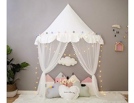 Betthimmel Babybett Baldachin Kinderzimmer Moskitonetz Bett Baby Zelt Spielen Zimmerdekoration für Babys, Mädchen, Jungen, Mü