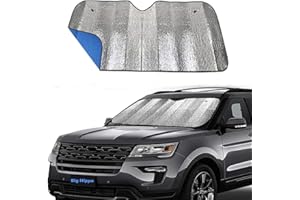 Big Hippo Car Windshield Sun Shade UV Rays Sun Visor Shade,Auto Front Car Window Shades Protector Folded Sun Shield Shade,Keeps Vehicle Cool - Blue (Size: 55.16"X 27.5")