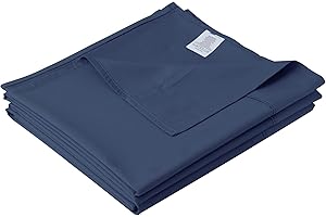 ZAIZAIHOME Cotton King Flat Sheet Only, 600 Thread Count 100% Egyptian Cotton Top Sheet 1Pcs, Cool & Breathable Flat Bed Sheets Wrinkle, Fade, Stain Resistant (Navy Blue King)