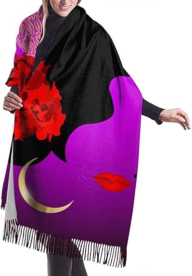 Hermoso Retrato De Mujer Espanola Silueta Con Flores Rosas Rojas Y Panuelo Tradicional Espanol Manta Bufanda Amazon Es Ropa Y Accesorios