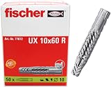 fischer Universal Plug UX 50 Plugs 10x60mm Gray - All Building Materials