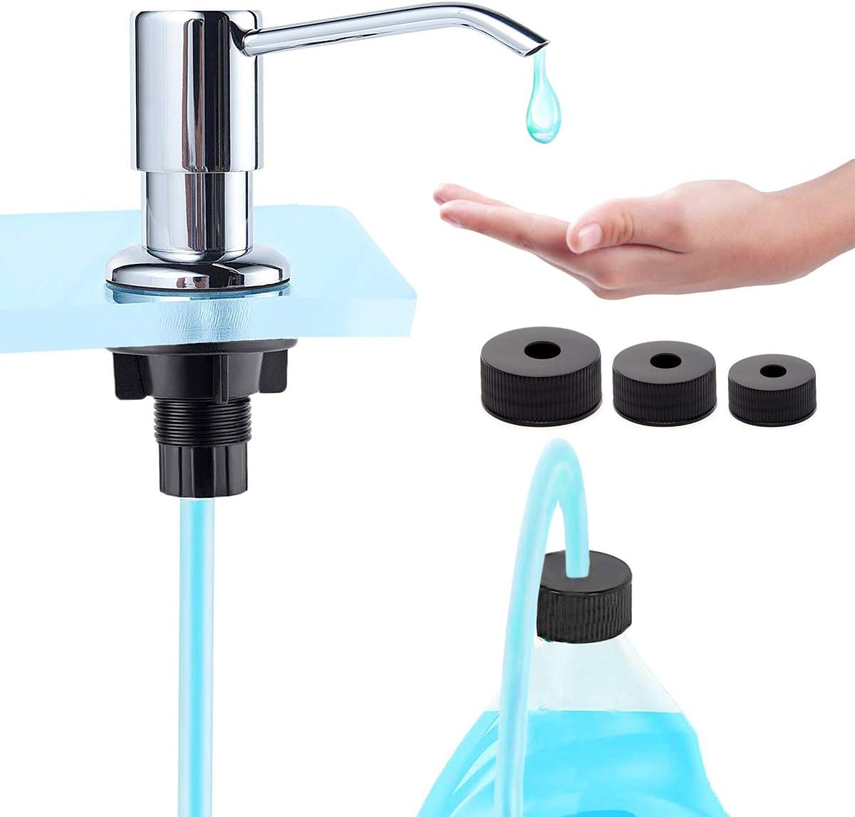 Amazon Com Soap Dispenser For Kitchen Sink Chrome Countertop Water Pump With Extension Tube Kit Design For Kitchen Bathroom Countertop Kitchen Dining
