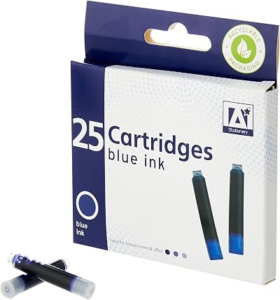 Anker International 25 Standard Blue Fountain Pen Ink Cartridges Universal