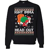 wild custom apparel IGHT Imma Head Out Santa Ugly Christmas Sweater Crewneck Sweatshirt