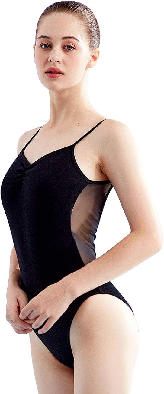 Girls Women Dance Leotards Lace Spaghetti Straps Ballet Clothes with Lace Bowtie: Clothing