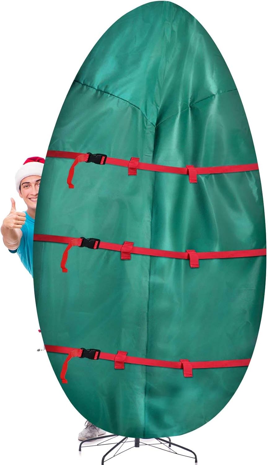 Holiday Décor Storage - Wesnoy 12 Ft Jumbo Upright Christmas Tree Storage Bag 420d Oxford Heavy Duty Large Christmas Tree Storage Bag Holds Up to 9-12 ft Tall Artificial Trees Xmas Storage Container with Handles Sleek Zipper