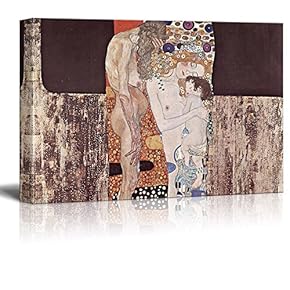 Canvas Wall Art - The Three Ages of Woman by Gustav Klimt - Giclee Print Gallery Wrap Modern Home Art Ready to Hang - 12x18 inches