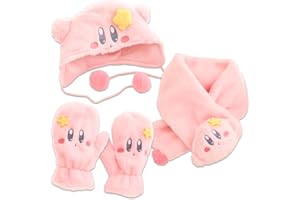 OHJIJINN Kawaii Clothes Cute Winter Hat Scarf Gloves Set for Girls Women, Cute Accessories Fluffy Beanie with Winter Mittens for Girls