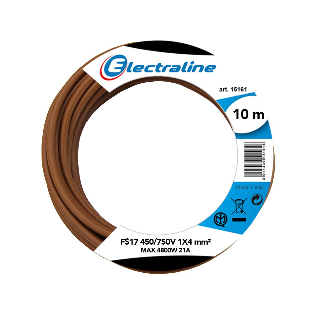 Electraline Unipolar Cable 13221 FS17, Section 1 x 4 mm², Brown, 10 M