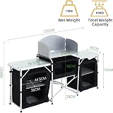 Warmiehomy Folding Camping Storage Cupboard with Aluminium Frame 3+1 Black view 2
