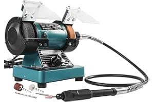 LIBAOTML Mini Bench Grinder with Variable Speed for Polishing, Buffing, and Jewelry Making, Small Bench Polisher and Professi