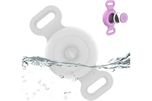 TYANUZZ Waterproof Airtag Dog Collar Holder Compatible with Apple AirTag, Silicone Waterproof Air Tag Case for Dog Collar, Anti-Lost AirTag Holder for Pet Cat Dog GPS Tracker (White)
