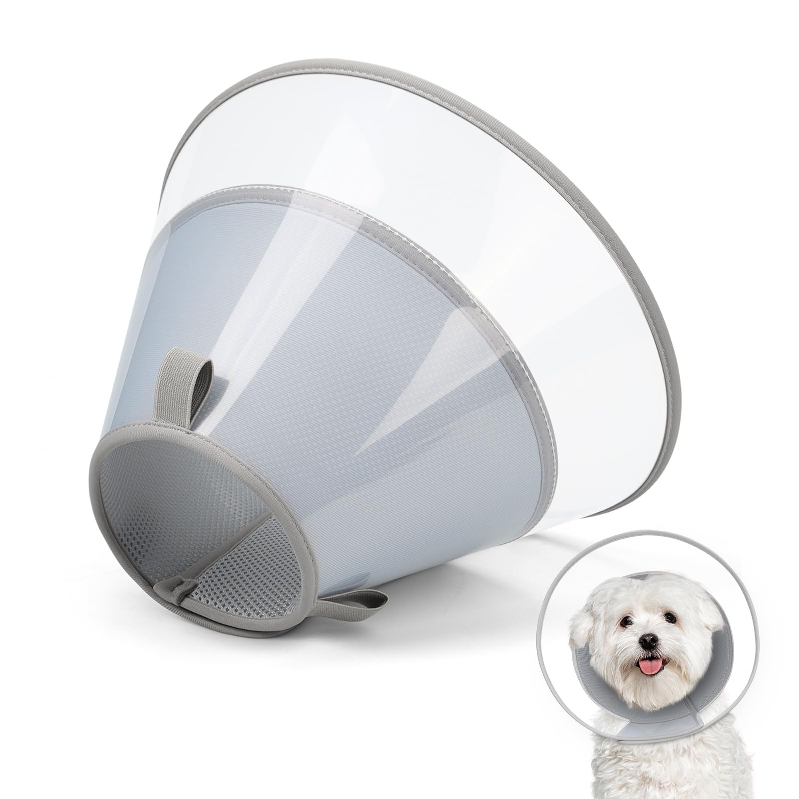 Photo 1 of Joypig Dog Cone Collar with Soft Pad, Transparent Elizabeth Recovery Collar for Large, Medium, Small Dogs to Stop Licking, Pet Head Cone Alternative After Surgery, Neutering, Injury (S)