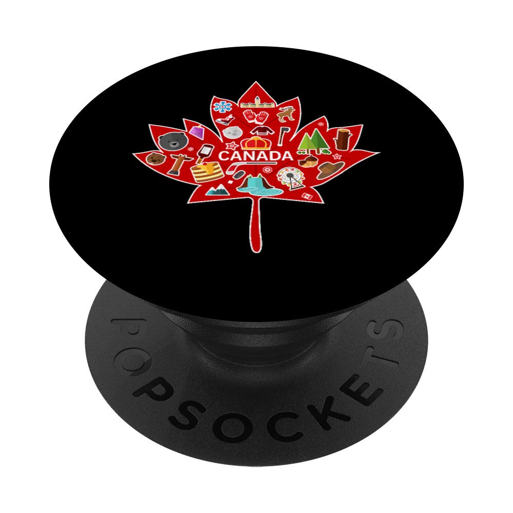 Canada Day Red Maple Leaf Travel Canadian Fan Gift PopSockets PopGrip: Swappable Grip for Phones & Tablets