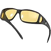 Tnnaiko Night Driving Glasses for Men Women, Night Vision Glasses Fit Over Glasses Sunglasses Anti Glare Polarized HD