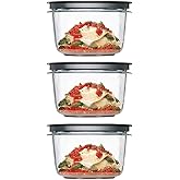 Utensilux Rubber Maid Premier, 7 Cup Premier Flex & Seal Food Storage Set, 3 Tritan Containers, 3 Grey Flex and Seal Lids, 6 
