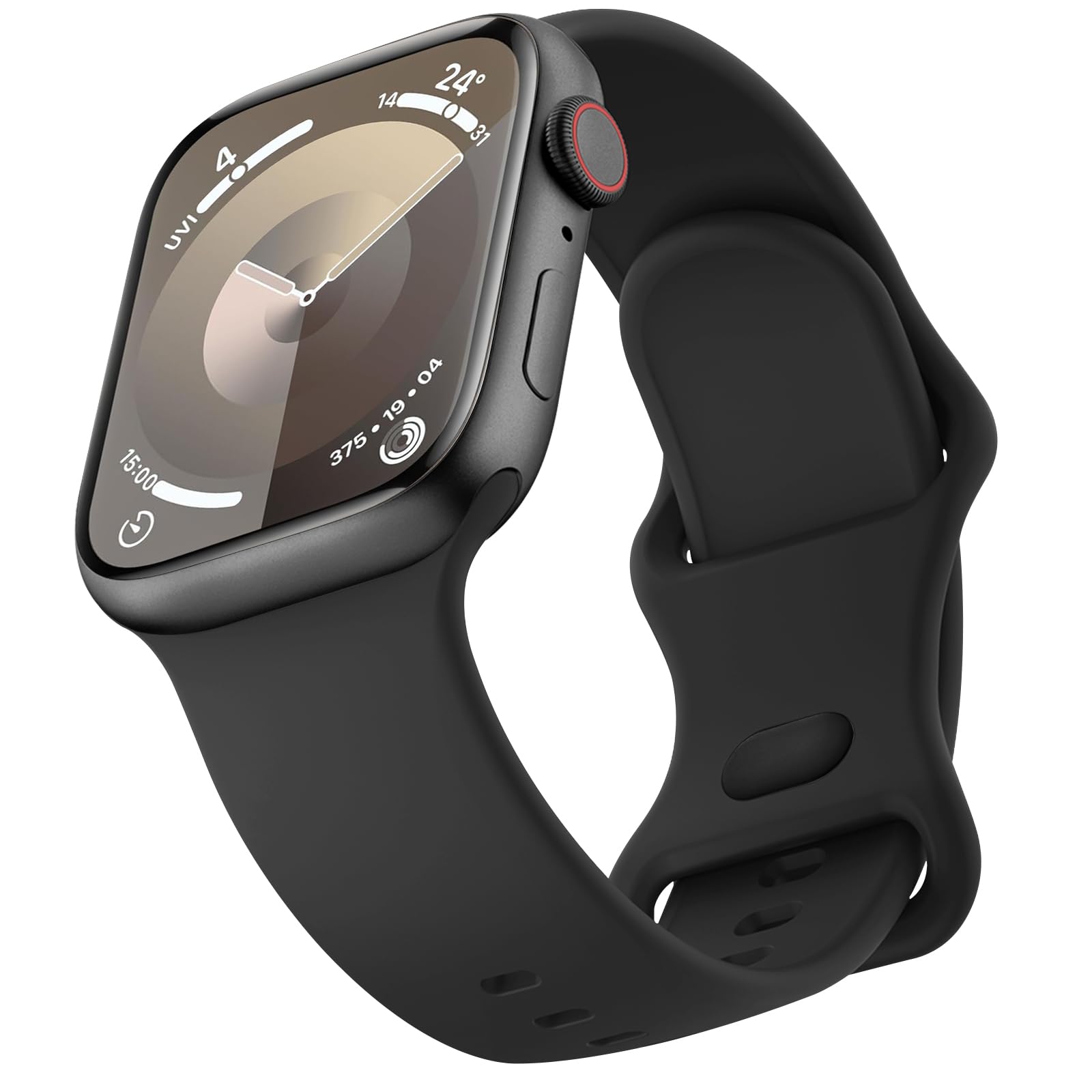 Photo 1 of Sport Bands Compatible with Apple Watch Band 42mm 41mm 45mm 49mm 40mm 44mm 38mm 42mm 46mm, Silicone Waterproof Strap for iWatch Series 10 9 8 7 6 5 4 3 2 1 Ultra 2/Ultra SE/SE 2 Women Men (Black, 38mm/40mm/41mm)