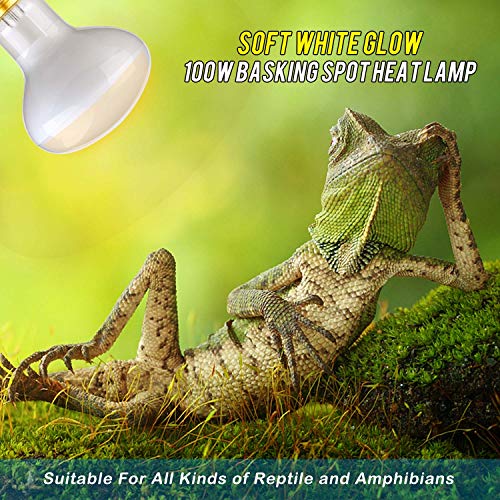 HANJION 2 Pack Reptile Light Bulb 100W Reptile Infrared Basking Spot