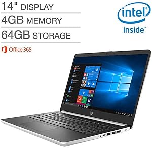 HP Pavilion High Performance 14" Full HD Laptop, Intel Pentium Silver N5000 Processor, 4GB DDR4 RAM, 64GB eMMC Storage, Intel UHD 605 Graphics, Webcam, Bluetooth, Windows 10 in S Mode - Silver
