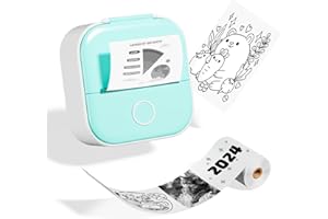 Odaro T02 Thermal Sticker Printer Mini, Portable Print Pod, Sticker Maker with 1 Roll Sticker Paper, Small Sticker Printer Machine Bluetooth for School Note, Journal, Picture Coloring - Green