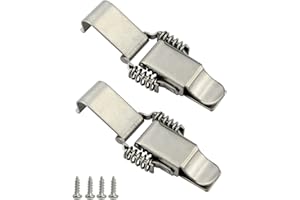 NRC&XRC Stainless Steel All in one Double Spring Locking Latch hasps Chest Toggle Catch Clasp Furniture Hardware Accessories w/Screws (2, S)