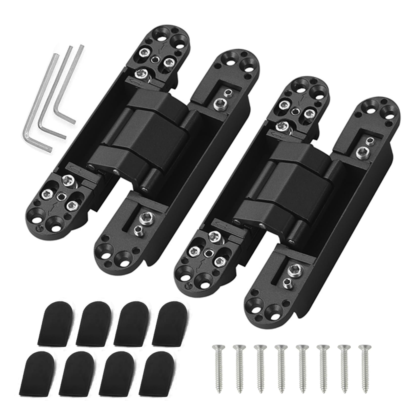 Hidden Hinges, 2 Pack Cross Hinge Zinc Alloy 180 Degrees Adjustable Invisible for Wooden and Folding Doors (Black)